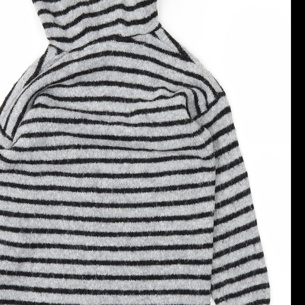 NEXT Boys Grey Striped  Pullover Hoodie Size 5 Years