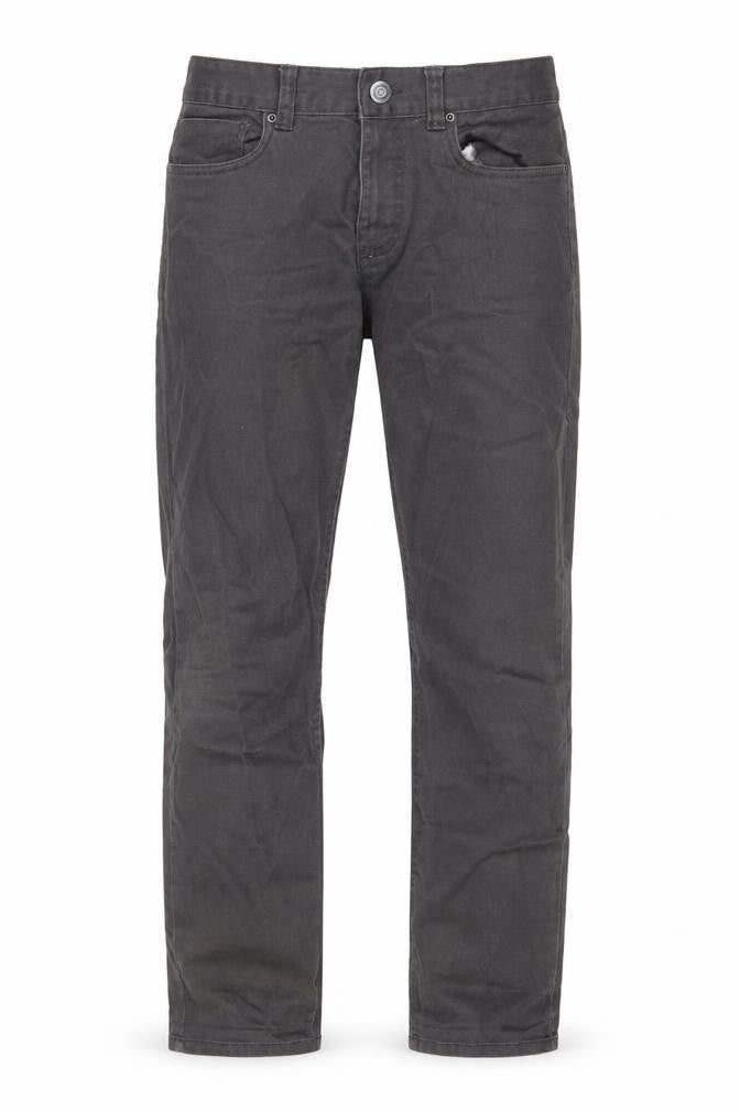 Front view of DenimCo men’s black denim straight jeans, size 32, 28-inch leg