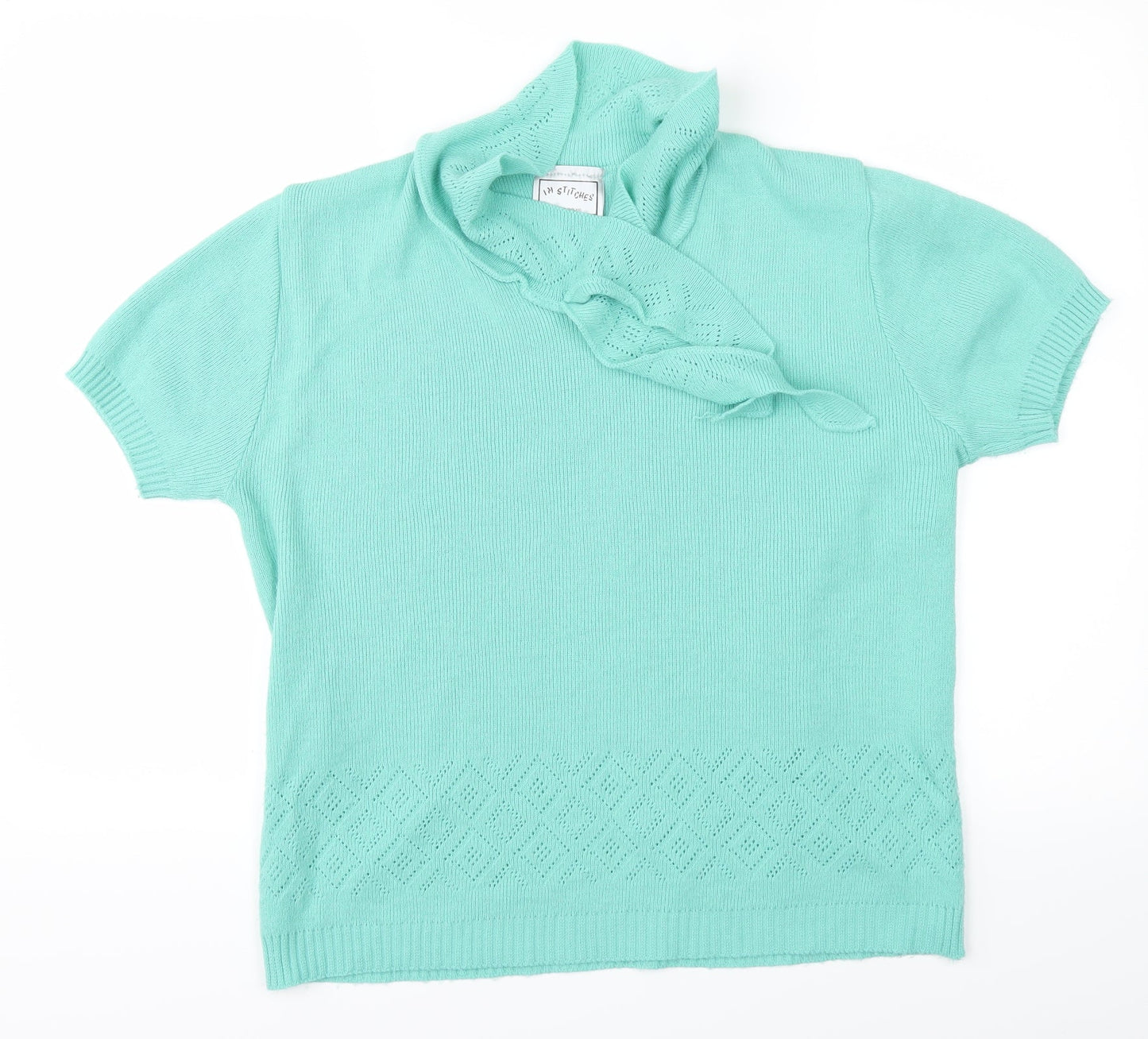 IM STITCHES Womens Blue  Knit Basic T-Shirt Size 16