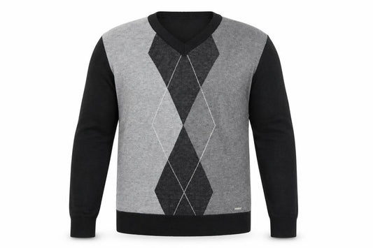 River Road Mens Black Argyle/Diamond  Pullover Jumper Size M