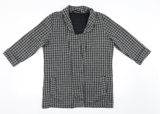 River Island Womens Black Houndstooth  Jacket Blazer Size 14