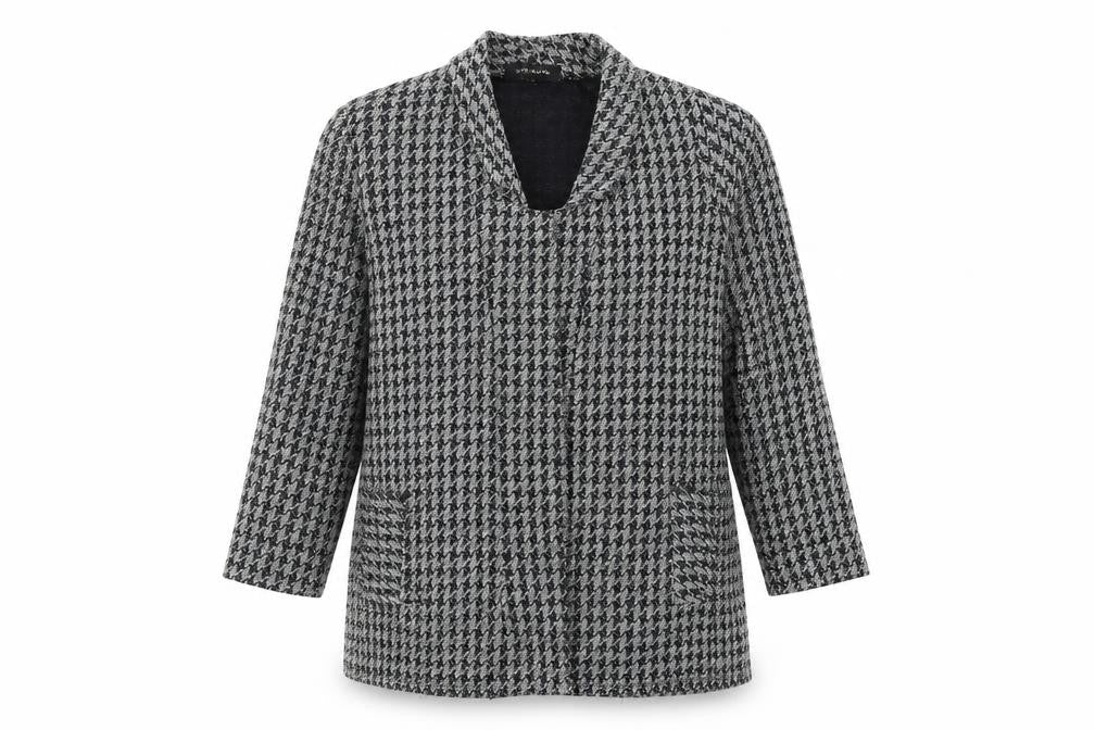 River Island Womens Black Houndstooth  Jacket Blazer Size 14
