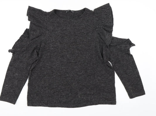 Zara Womens Grey   Basic T-Shirt Size S  - Cold Shoulder