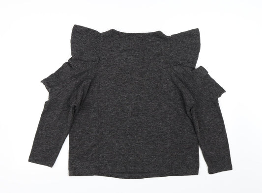 Zara Womens Grey   Basic T-Shirt Size S  - Cold Shoulder