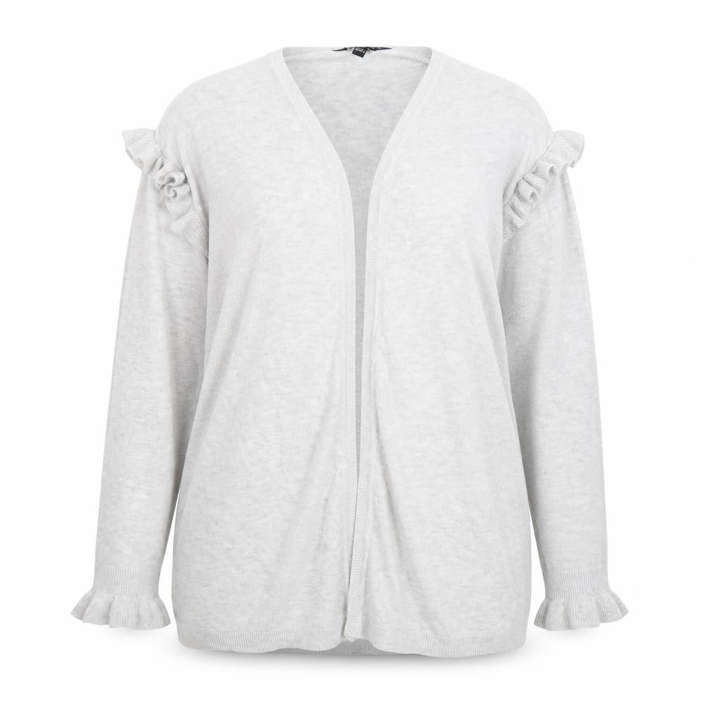 Front view of Dorothy Perkins women’s green knit cardigan jumper, size UK 14