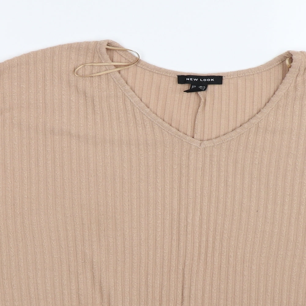 New Look Womens Beige Striped Knit Pullover Jumper Size M
