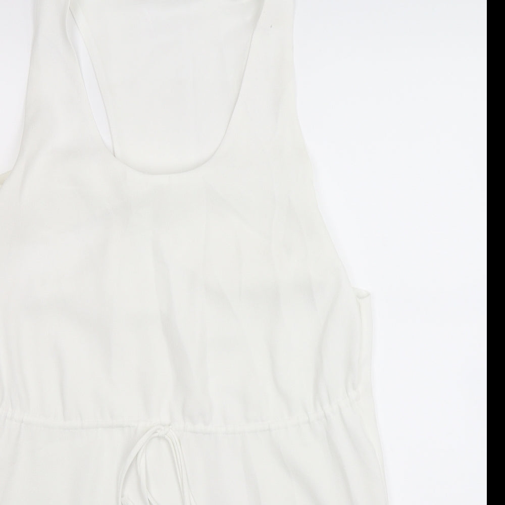 Zara Womens White  Satin Fit & Flare  Size M