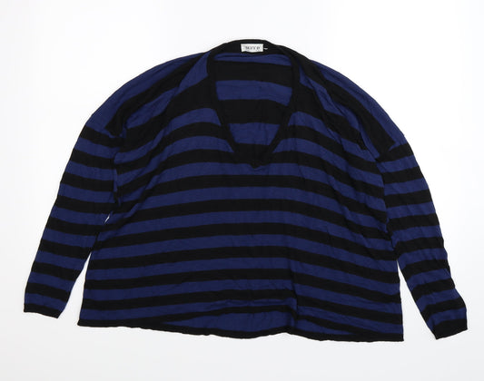 suzy d Womens Blue Striped Knit Pullover Jumper Size S