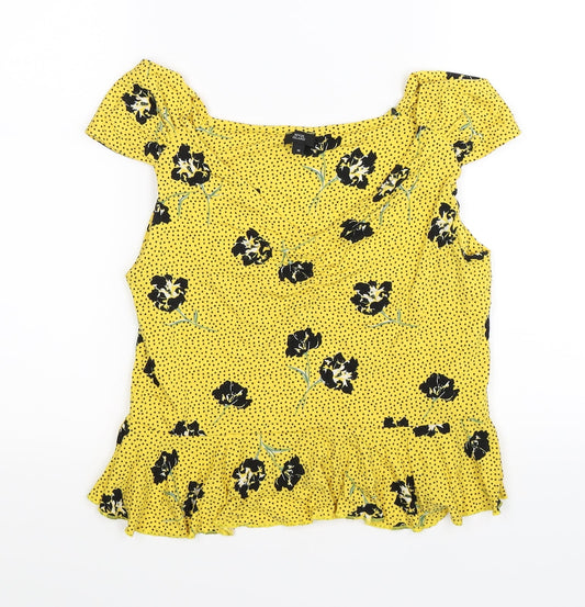 River Island Womens Yellow Floral  Tunic Tank Size 10