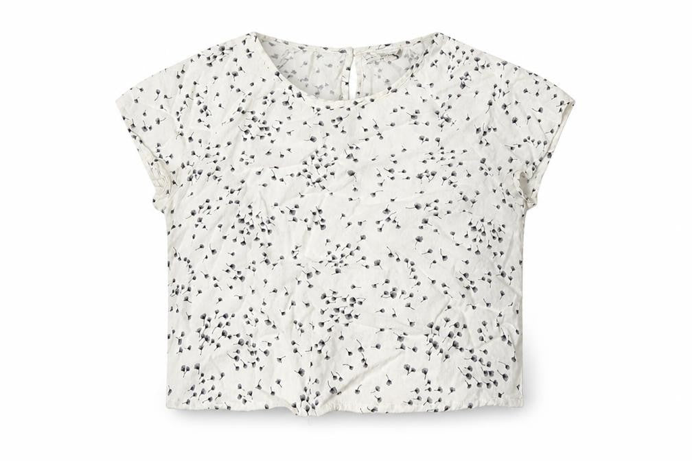 Front view of Bershka women’s white floral basic t-shirt, size L