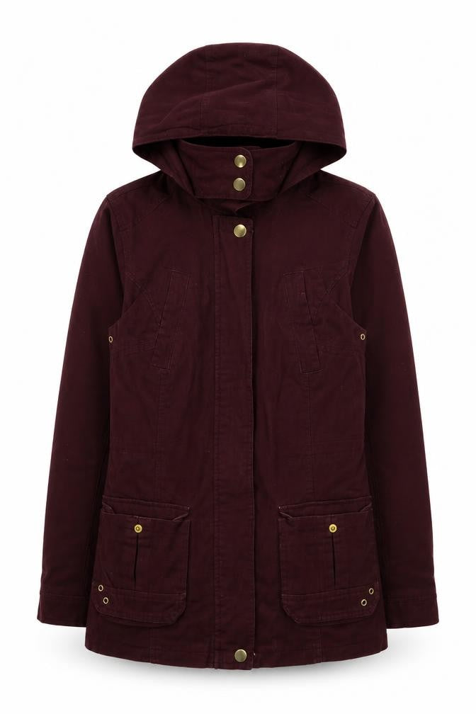 Front view of New Look women’s purple jacket coat, size UK 8