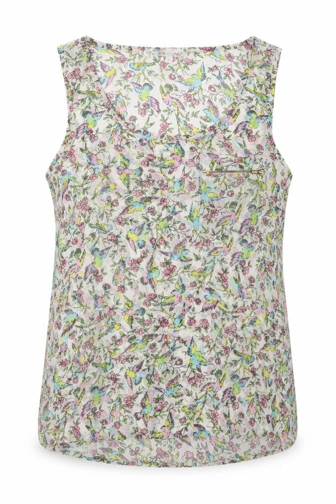 Front view of New Look women’s pink floral chiffon basic blouse, size UK 10