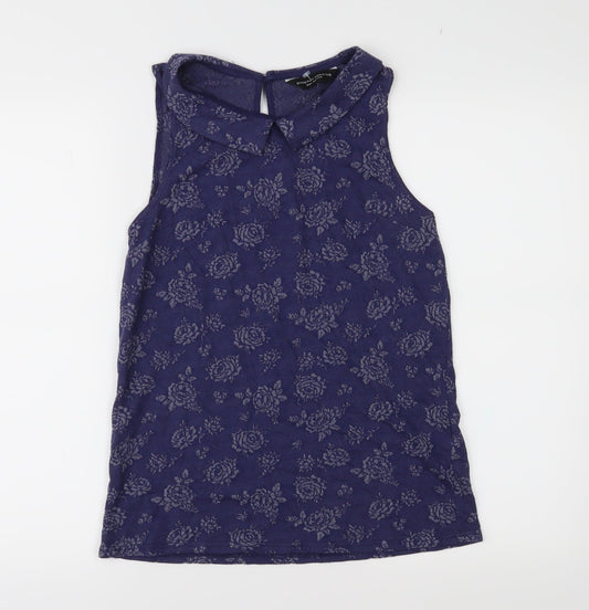 Dorothy Perkins Womens Blue Floral Jersey Basic Blouse Size 10
