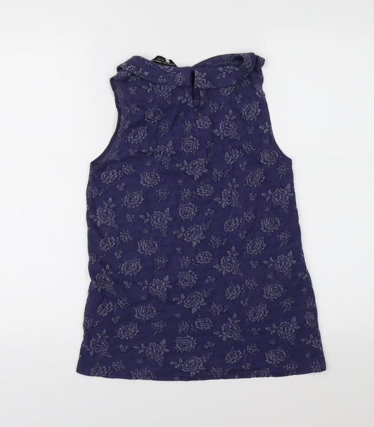 Dorothy Perkins Womens Blue Floral Jersey Basic Blouse Size 10