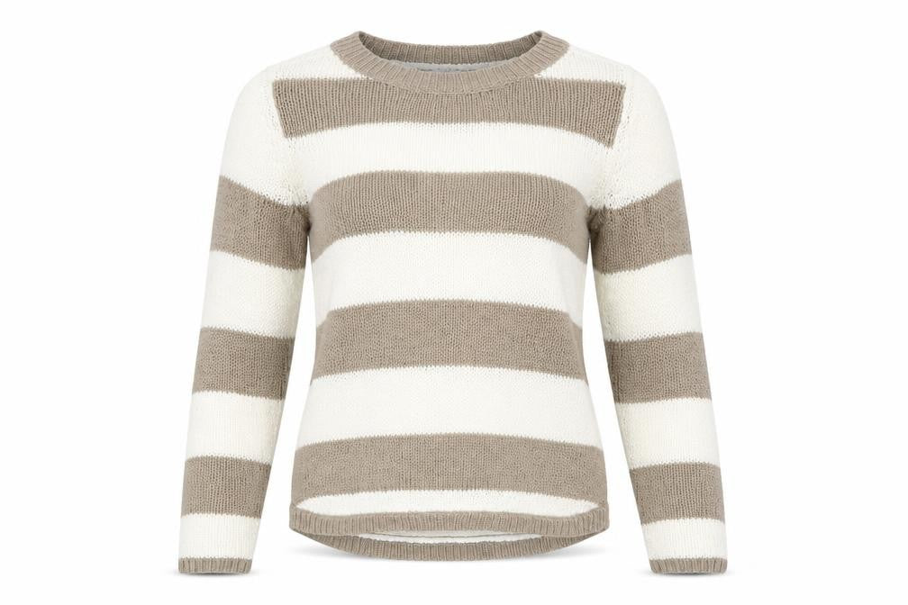 Front view of C&A women’s ivory striped jumper, size S