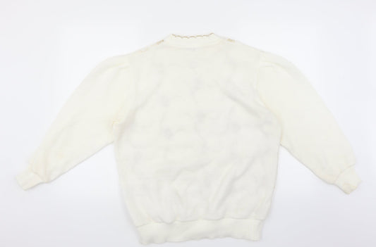 Afibel Womens Ivory Floral  Pullover Jumper Size 16