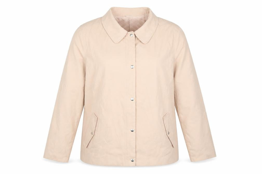 Front view of Bonmarché women’s orange jacket, size UK 14