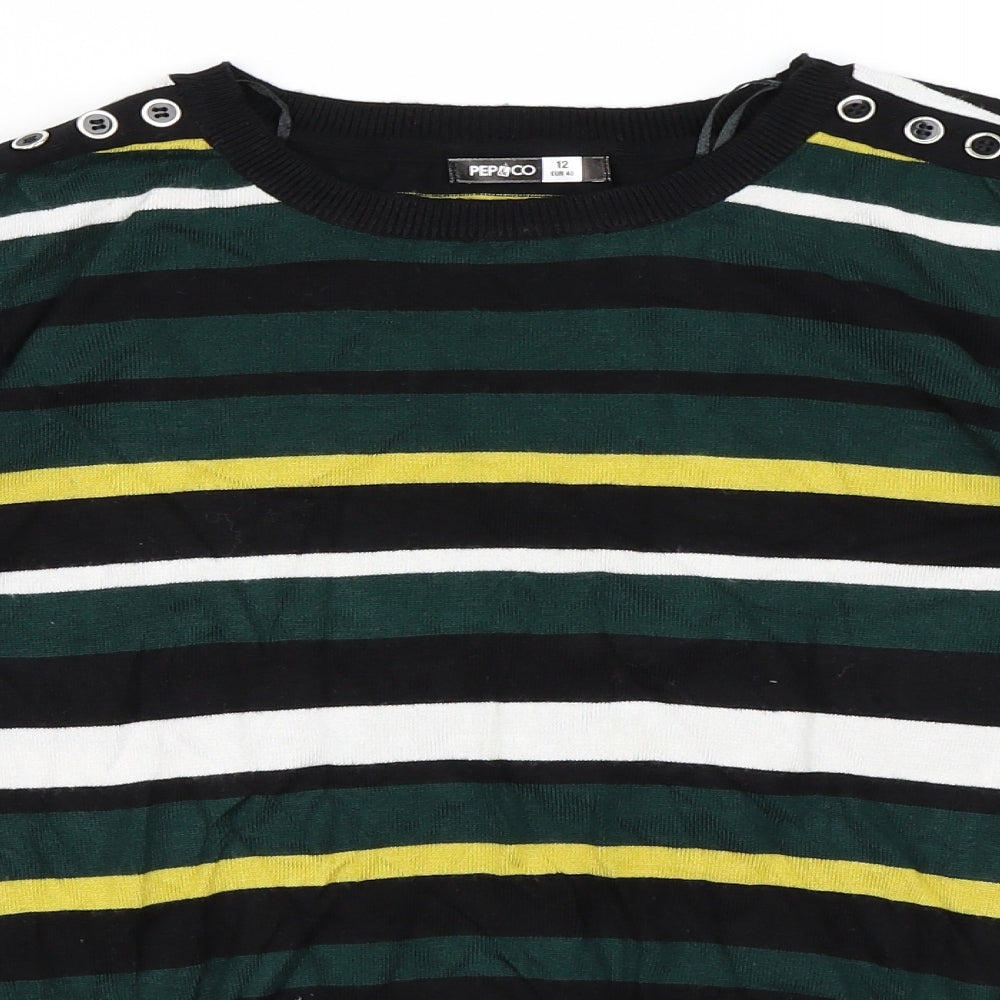 Pep&Co Womens Green Striped  Pullover Jumper Size 12