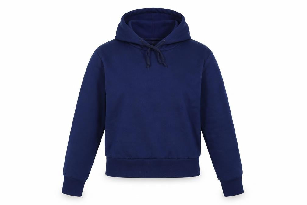 Front view of Preworn girls’ blue pullover hoodie, size S
