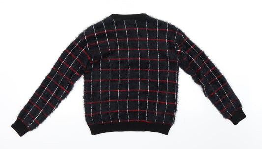 Marks and Spencer Womens Black Check  Pullover Jumper Size 6