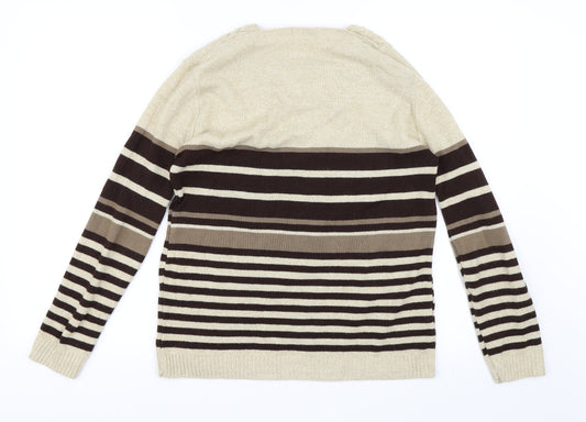 Lizzi Clarke Womens Beige Striped  Pullover Jumper Size M