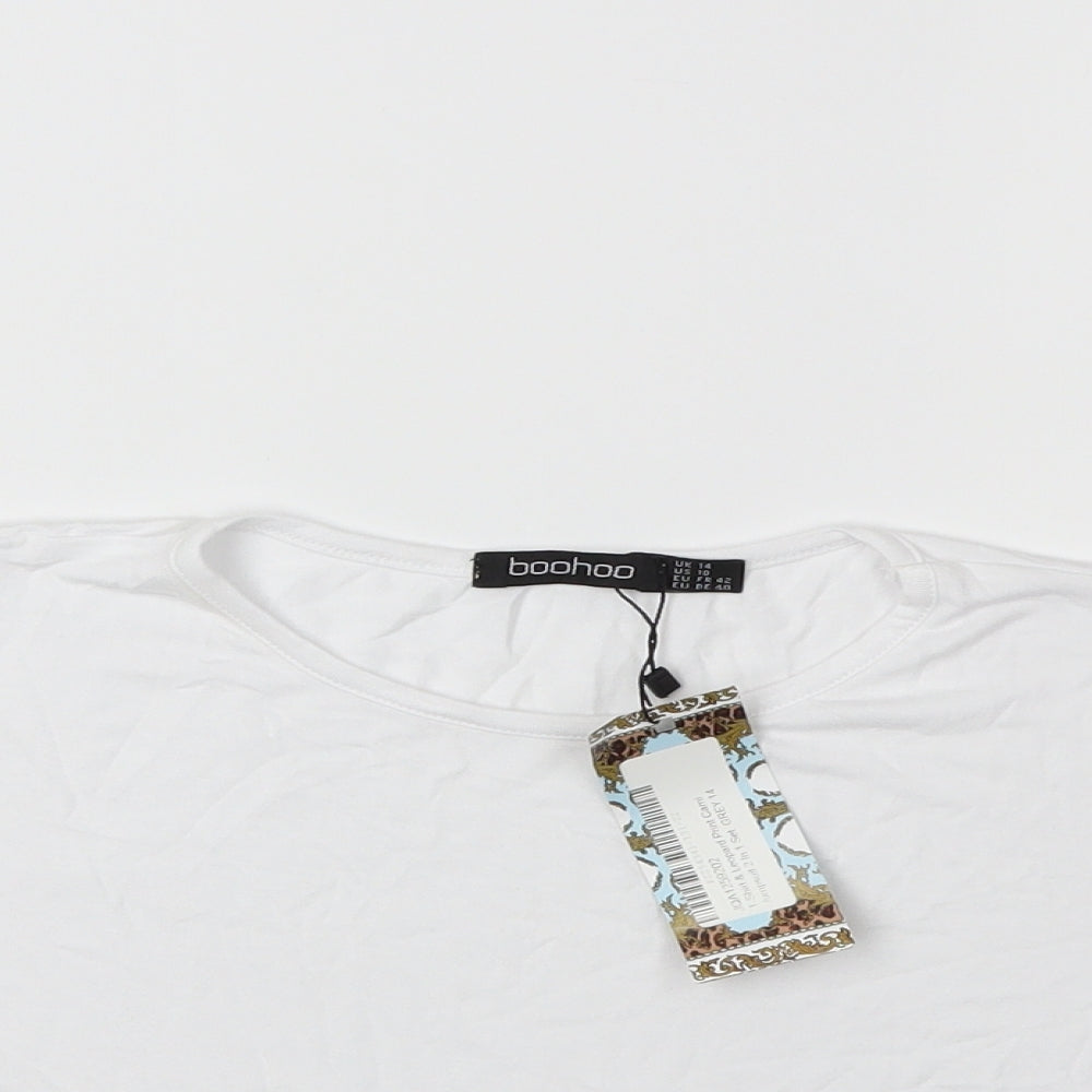 Boohoo Womens White   Basic T-Shirt Size 14