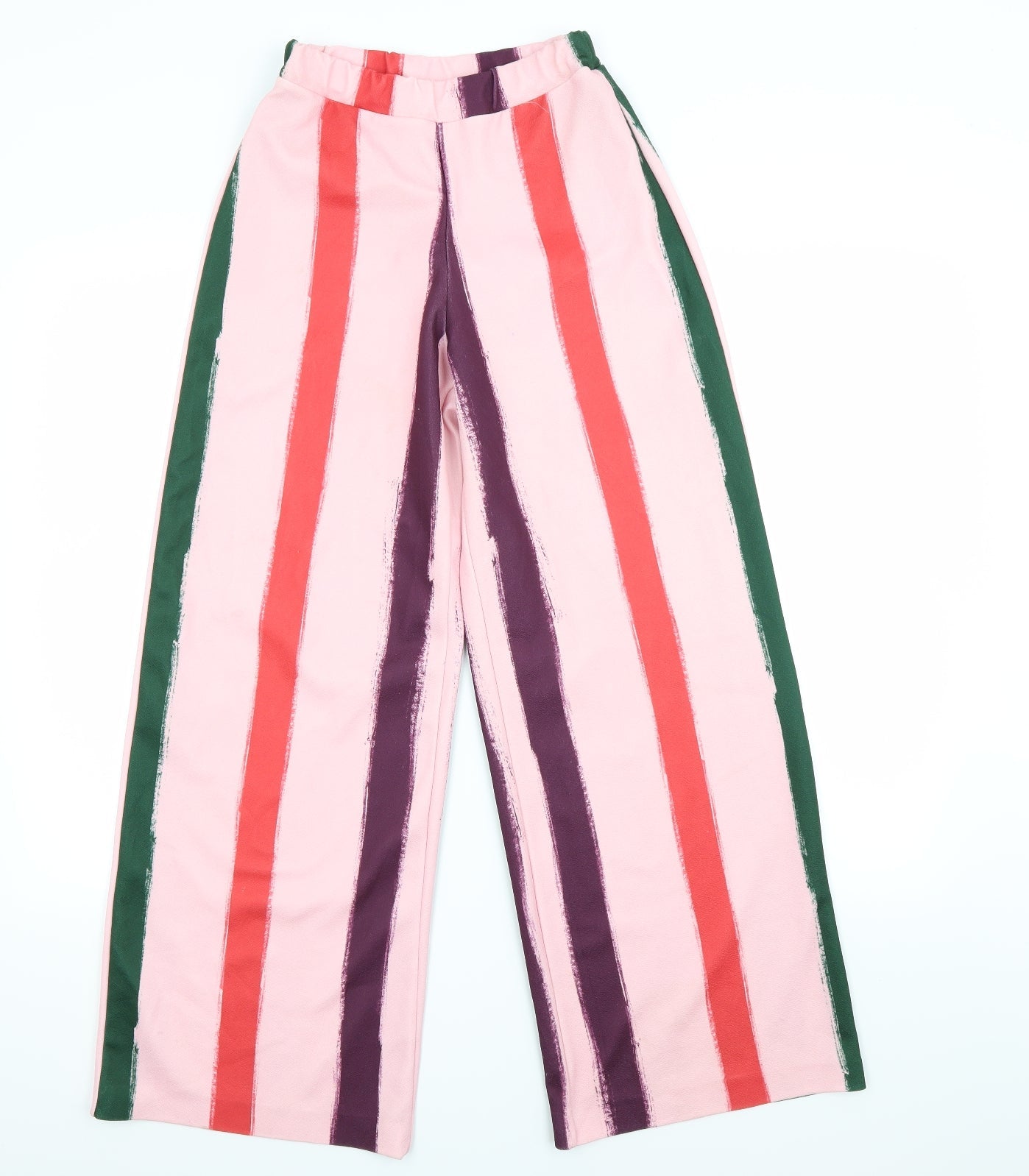 PRETTYLITTLETHING Womens Pink Striped  Trousers  Size 8 L27 in