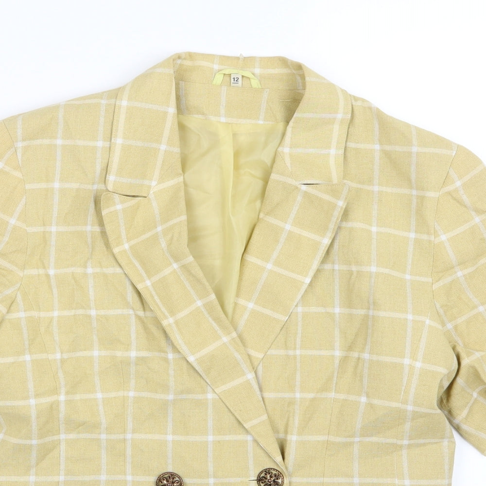 Preworn Womens Beige Striped  Jacket Blazer Size 12