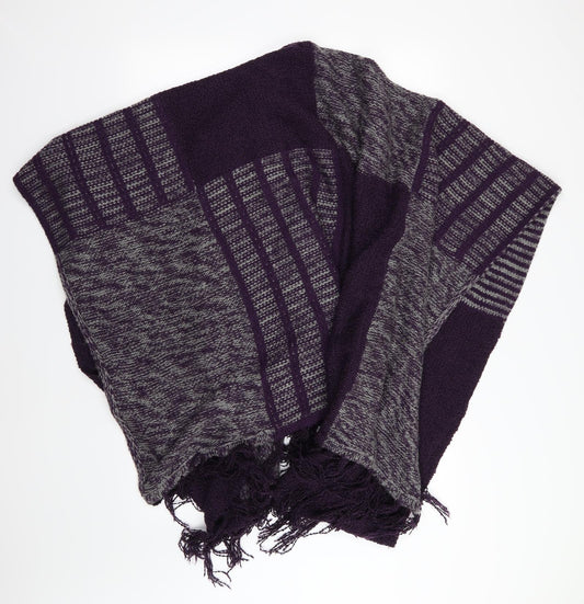 Aimee Womens Purple Striped Knit Jacket Poncho One Size
