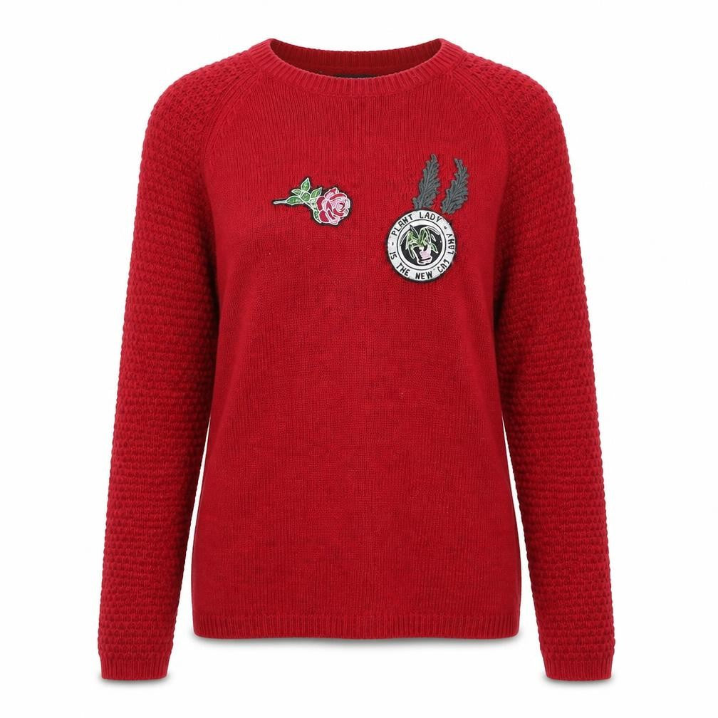 Front view of Next women’s red knit jumper, size UK 6