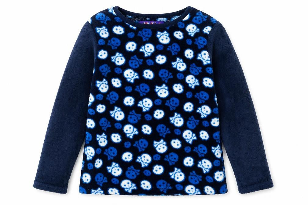 Snooze Time Boys Blue Geometric   Pyjama Top Size 9-10 Years  - Skulls