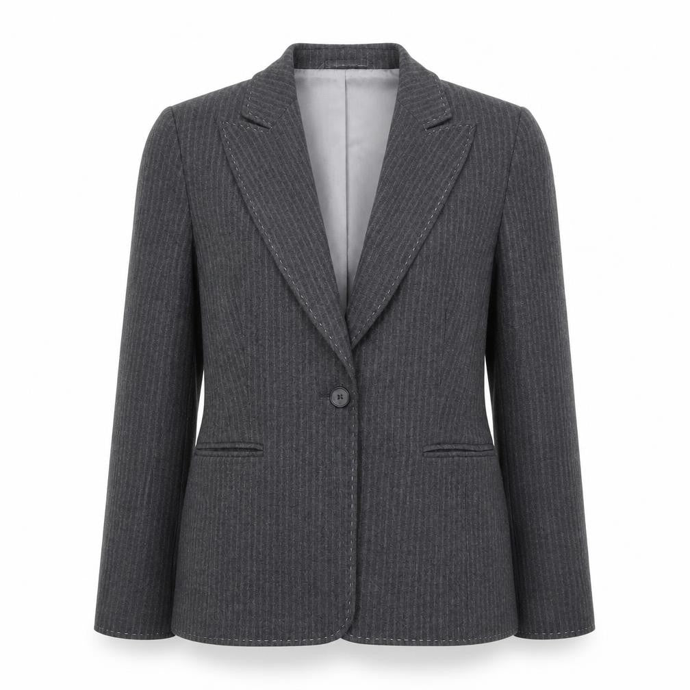 Precis Womens Grey Striped  Jacket Suit Jacket Size 10