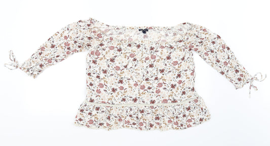 American Eagle Outfitters Womens Silver Floral  Basic Blouse Size L