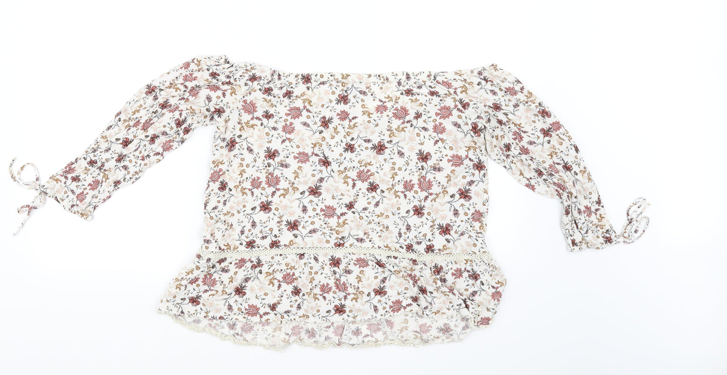 American Eagle Outfitters Womens Silver Floral  Basic Blouse Size L