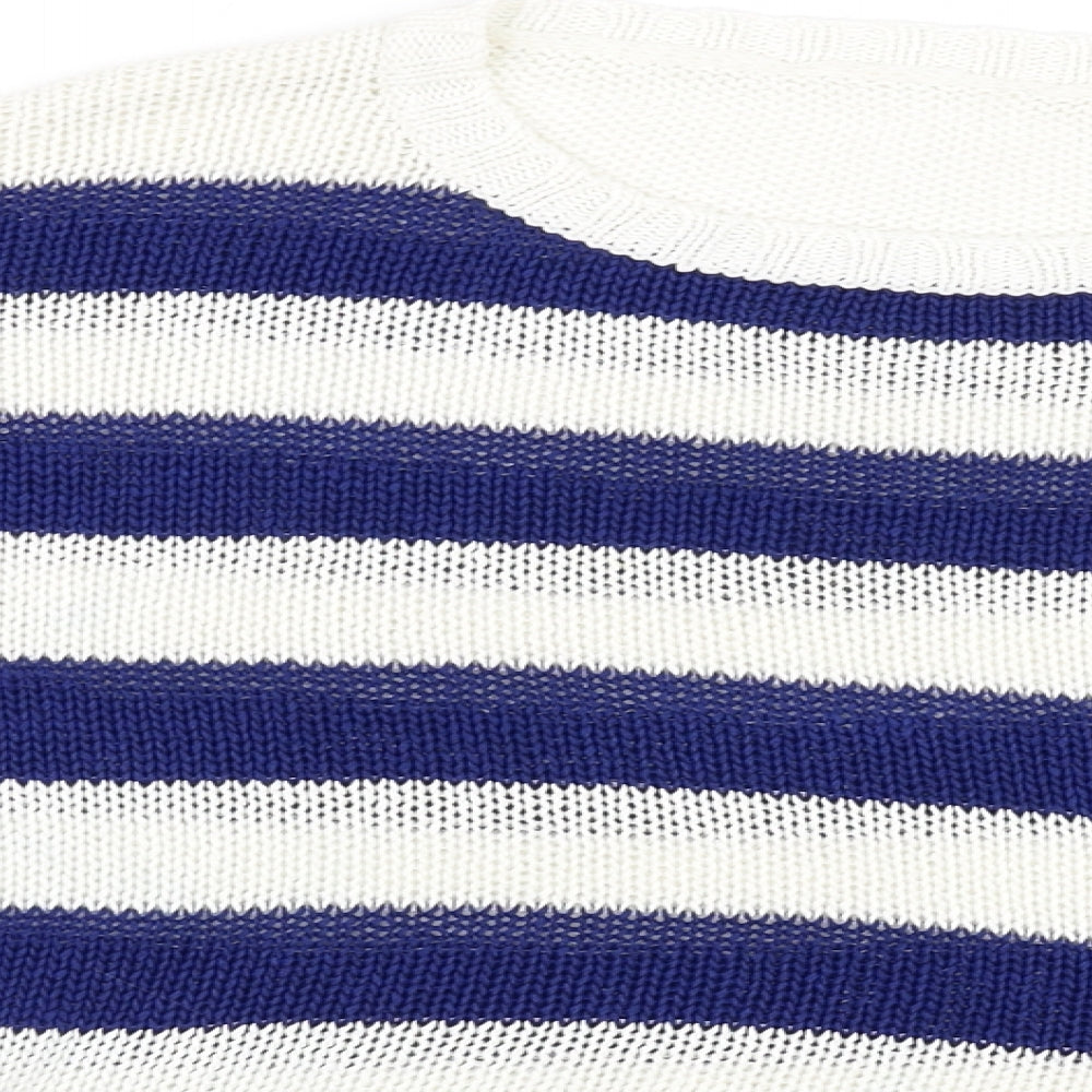 Preworn Womens White Striped  Pullover Jumper Size L