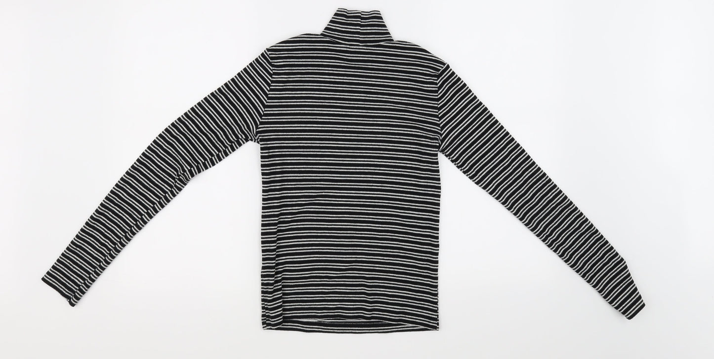 Zara Womens White Striped  Basic T-Shirt Size 6