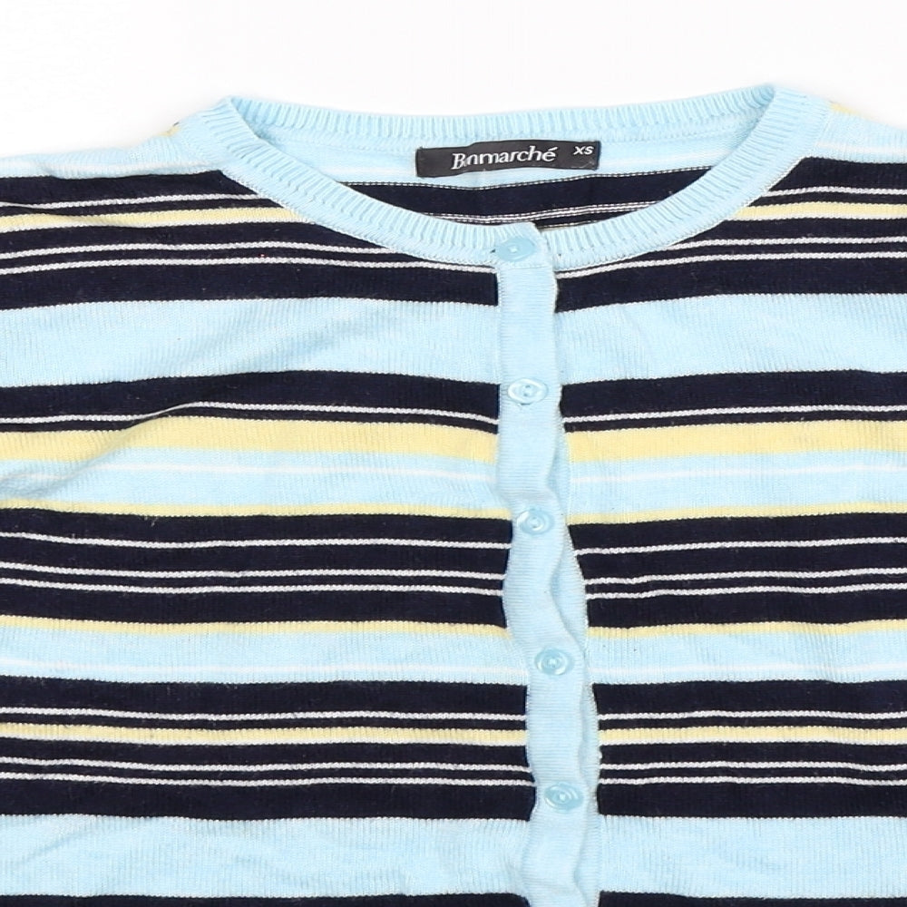 Bonmarché Womens Multicoloured Striped Knit Cardigan Jumper Size XS