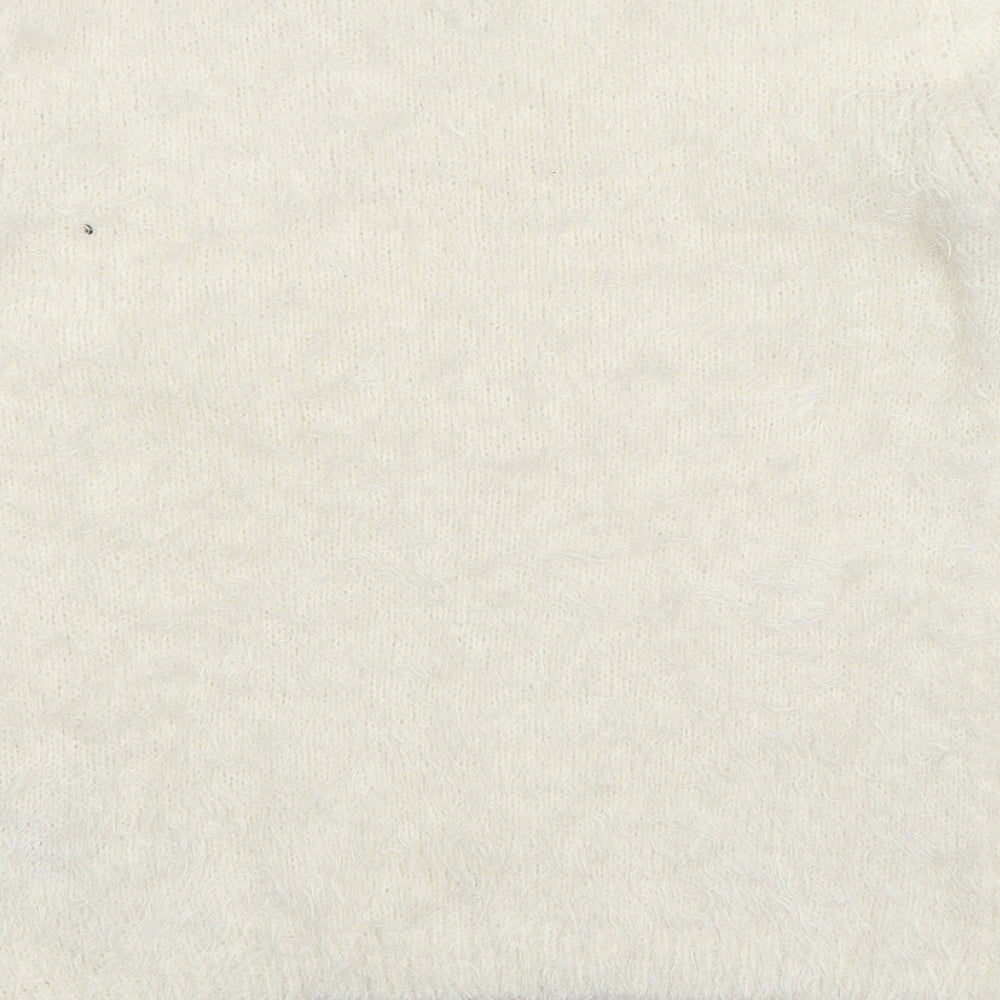 Heart & Soul Womens White  Knit Pullover Jumper Size 12