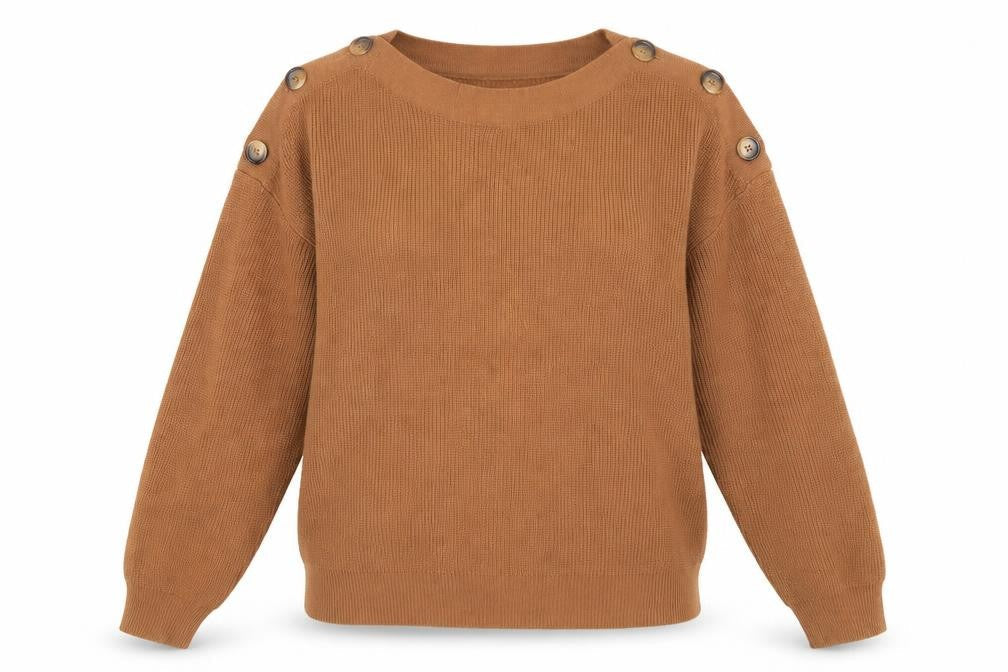 Front view of Brave Soul women’s brown knit jumper, size S