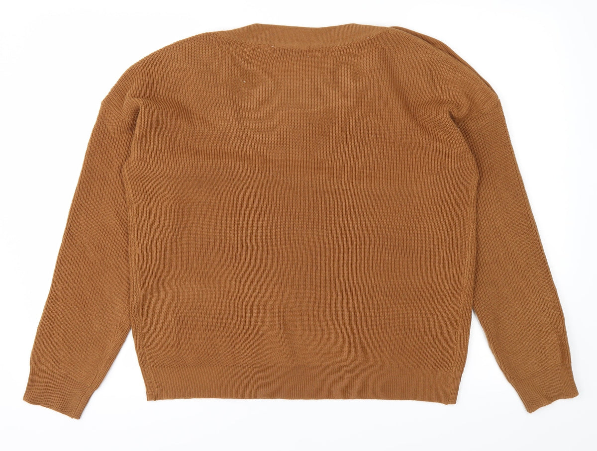 Back view of Brave Soul women’s brown knit jumper, size S