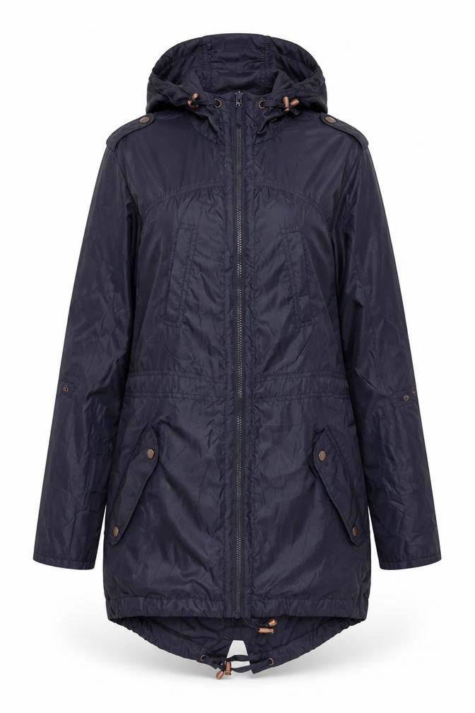 Front view of New Look women’s purple windbreaker coat, size UK 10