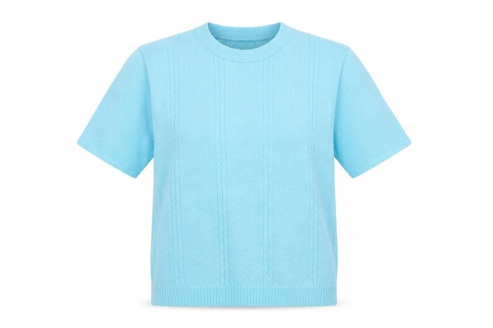 Front view of Pure & Natural women’s blue basic t-shirt, size M