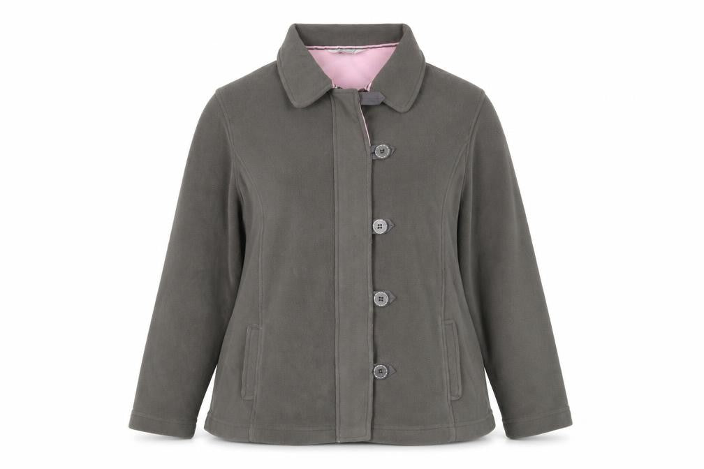 Front view of Special Collection women’s grey cardigan jumper, size UK 18