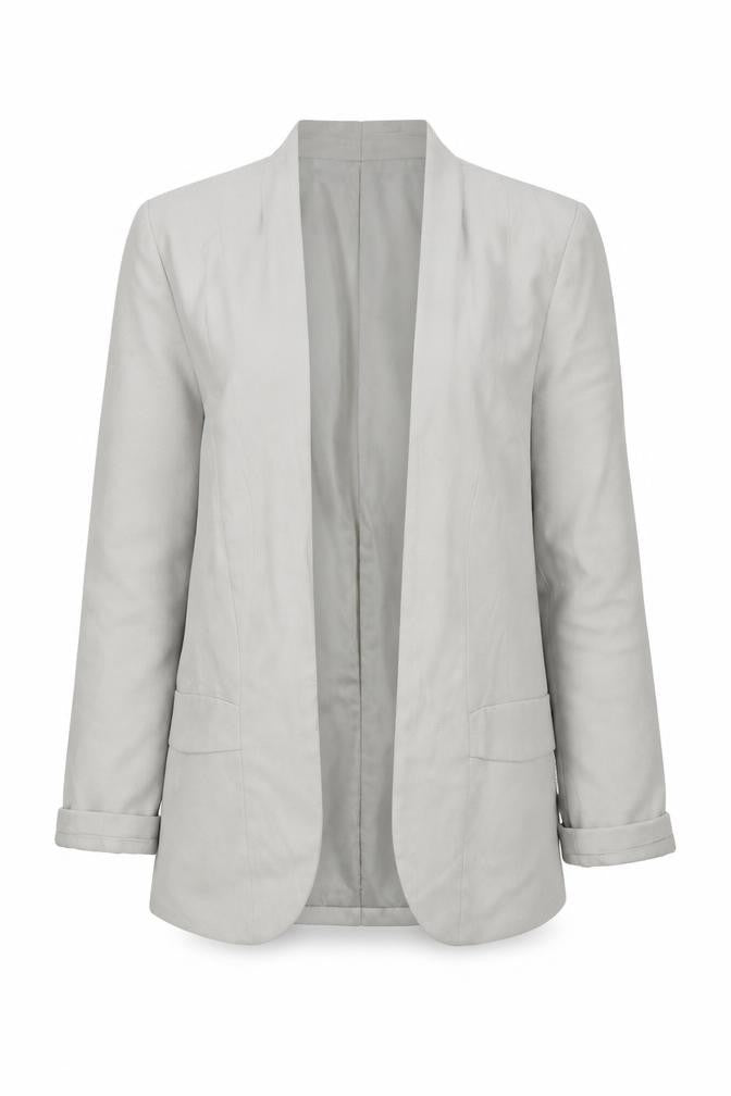 Front view of H&M women’s beige jacket blazer, size UK 6
