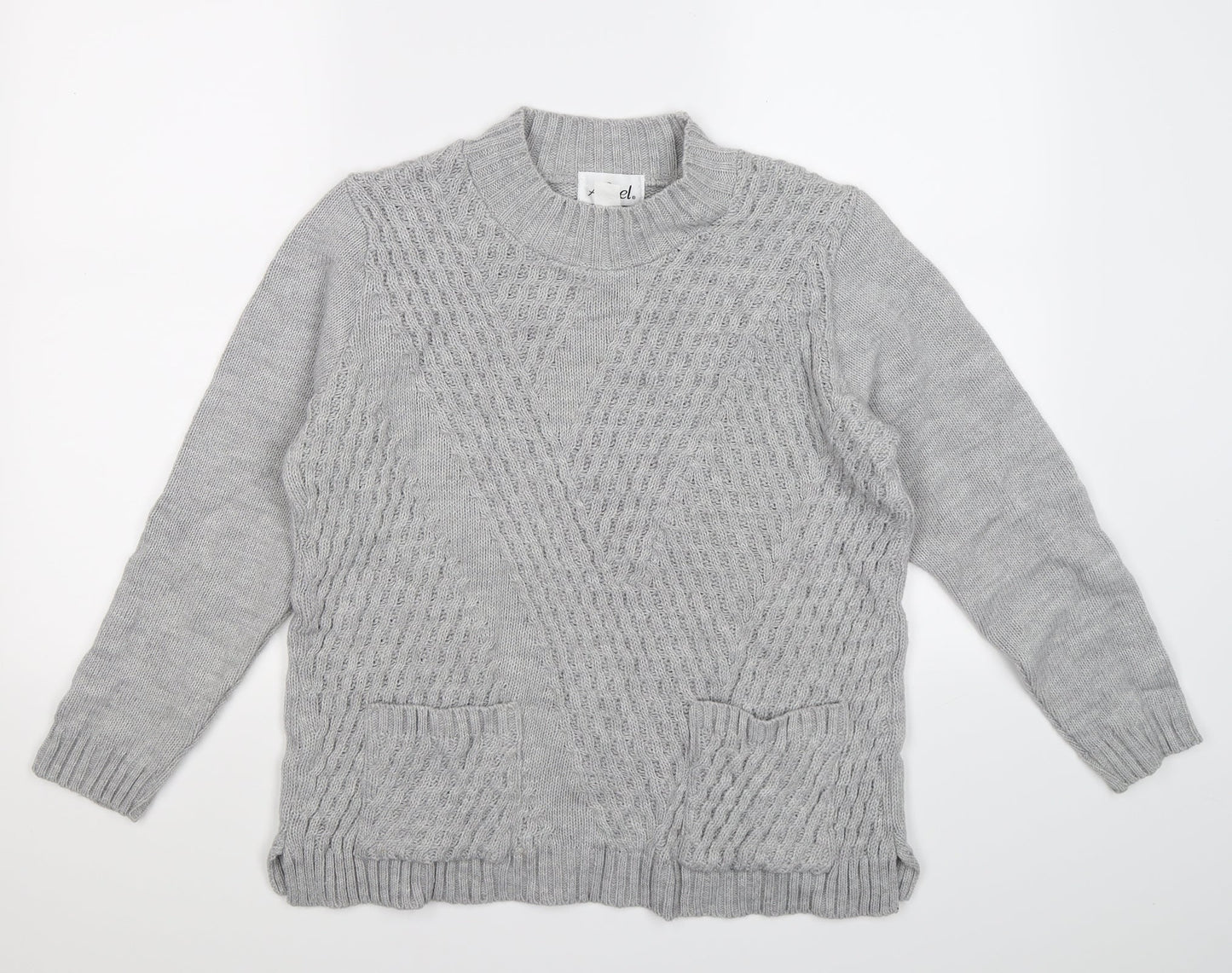 afibel Womens Grey  Knit Pullover Jumper Size 14