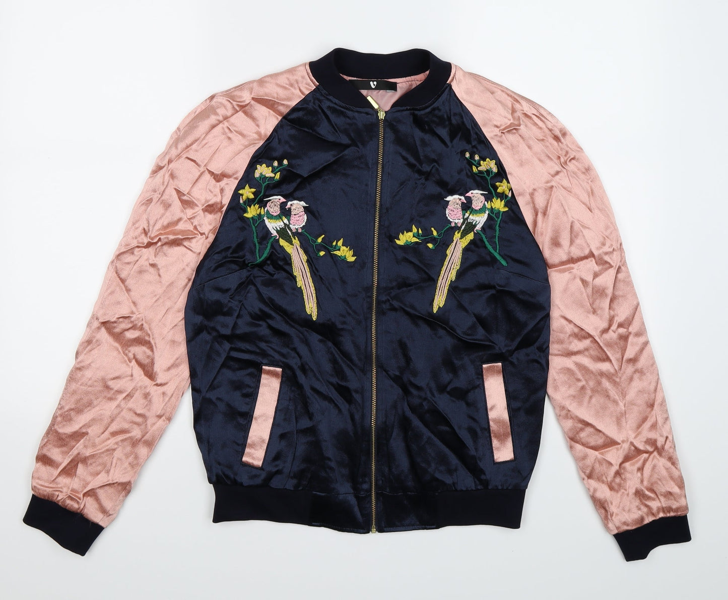 Very Womens Pink Animal Print Satin Jacket  Size 8  - birds
