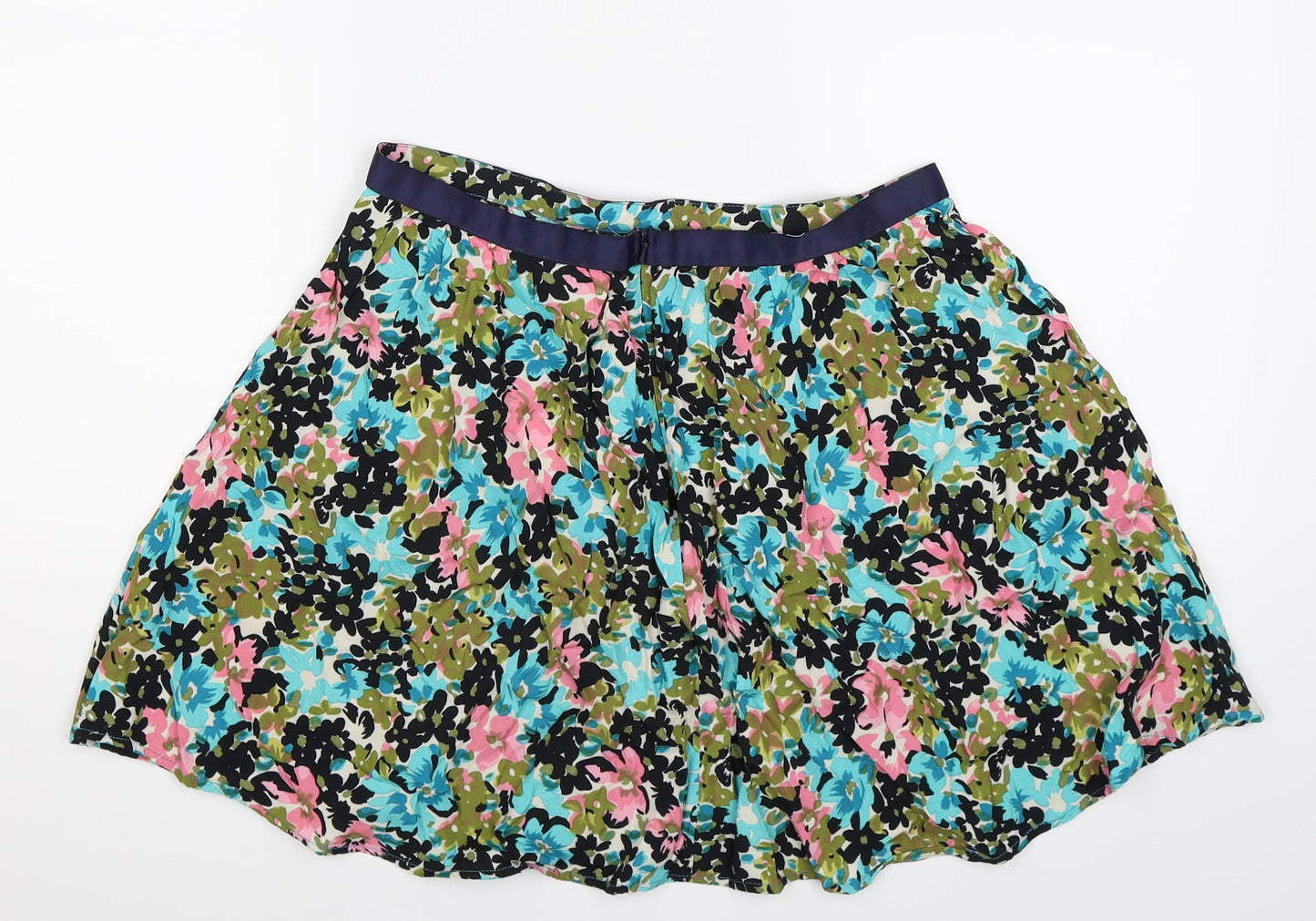 Topshop Womens Blue Floral  Flare Skirt Size 12