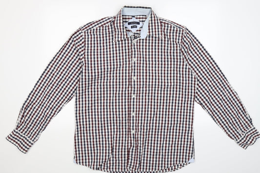 Additional front view of MCNEAL men’s blue check button-up, size L