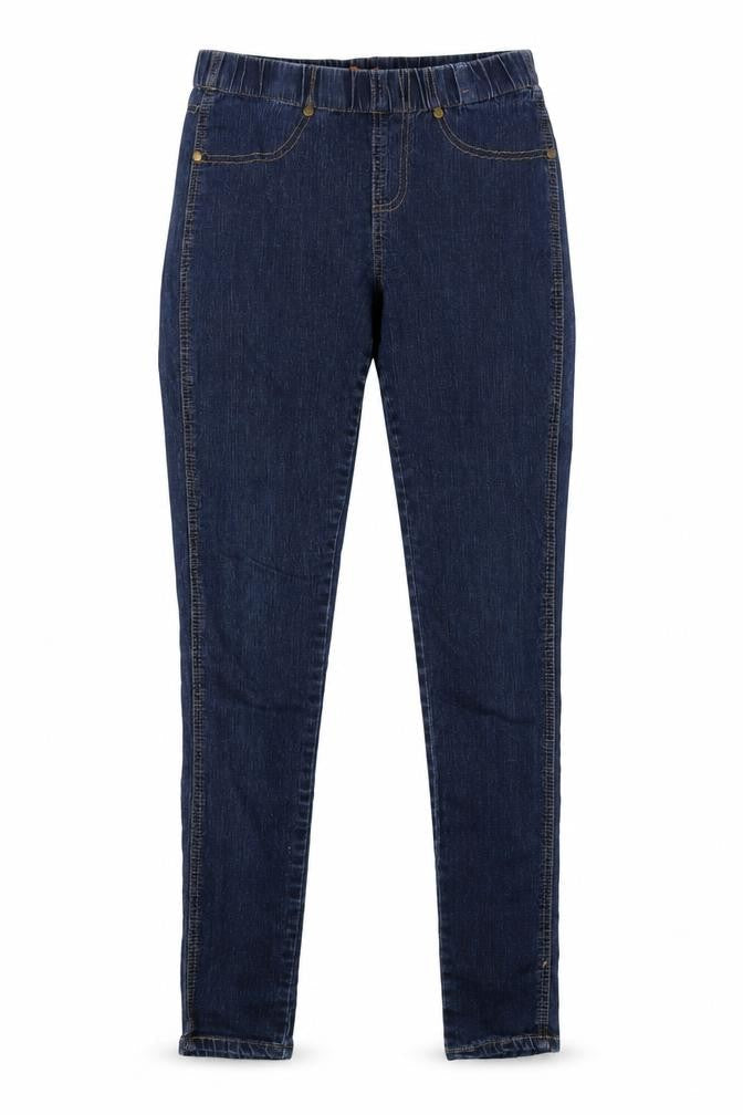 Front view of denim co women’s blue denim jegging leggings, size UK 10, 28-inch leg