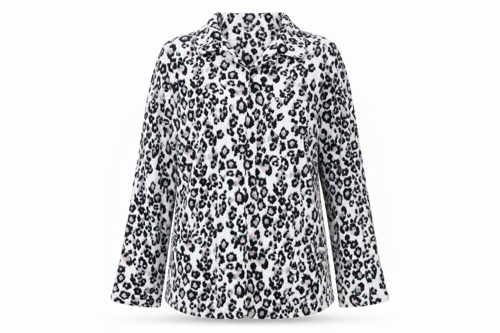 Front view of Next women’s white animal print top pyjama top, size UK 4